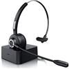 CSL-Computer CSL - Cuffie Bluetooth e Stazione di Carica - Cuffie per Receptionist telefonia skype - Cuffie con Microfono Wireless Noise Reduction - Multipoint 2 collegamenti - Call Center - PC Tablet Smartphone