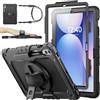 SEYMAC stock Custodia per Samsung Galaxy Tab S10+ Plus 2024/ S9 FE+ Plus / S9 Plus 12.4'' 2023, Custodia Antiurto con Proteggi Schermo/Porta Penna/Cinturino da Polso Girevole 360 e Supporto, Nero