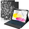 MoKo Multi-touch Tastiera Custodia per iPad (A16) 11ª/10ªgen, Linea Fiore | Retroilluminazione 7 colori, trackpad multitouch, porta pennino per iPad 11 2025 e iPad 10,9 2020