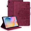 Auslbin Fiore Tab Cover per Samsung Galaxy Tab S6 Lite 10.4 Pollici 2024/2022/2020 Protettive Retrò Custodia in Rilievo Design con Fibbia Magnetica Funzione Supporto Rosso