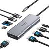 Selore&S-Global Docking station USB C Triple Display Dual HDMI Adattatore 9 in 1 Laptop Docking Station a Displayport Adattatore SD TF Lettore di schede 2USB 2.0, 1 USB 3.0, 100W PD per Dell XPS 13/15, Lenovo Yoga