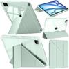 A-BEAUTY Custodia Compatibile con iPad Air 13 Pollici M4/M3/M2 (2026/2025/2024), iPad Pro 12.9 2022/2021/2020/2018 con Portapenne, Chiaro Antiurto, Supporto Pieghevole a Y 6 in 1, Verde