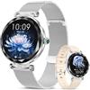 niolina Smartwatch Donna con Chiamate Bluetooth, 1.19 AMOLED Orologio Smartwatch Donna con 24H Cardiofrequenzimetro Monitor del Sonno SpO2, 100+ Sportive Fitness Tracker per Android iOS, Argento