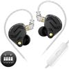 KINBOOFI KZ ZS12 PRO X - Cuffie intrauricolari IEM con monitor IEM, 1DD+5BA, ibridi cablati, auricolari KZ, con cavo a 2 pin, per audiofili (colore nero scuro, versione sintonizzabile, con microfono)