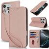 Lipvina Cover per iPhone 16 Pro Max Cover Custodia con Pellicola a Libro Portafoglio in Pelle Cover Porta Carte Flip Case Protettiva Custodia per iPhone 16 Pro Max,Rosa d'oro