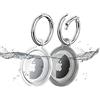 RECKNEY Silicone 2 Pezzi Portachiavi Airtag, Porta Airtag, custodia impermeabile Air tag (Nero,Trasparente)