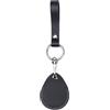 Dingfeiyu Pelle Cover Compreso Portachiavi per Apple Airtag, GPS Localizzatore Custodia per Bambini, Anziani, Animali Domestici, Zaino, Bicicletta, Valigia (Nero)
