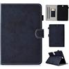 SATURCASE Custodia a portafoglio in pelle PU stile retrò con chiusura magnetica e scomparti per carte di credito per Samsung Galaxy Tab A 9.7 SM-T550 T555 (blu scuro)