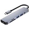 OSOLADY Hub USB Type C 6 Porte in Alluminio Ricarica Pd 87w e Trasmissione Dati Alta Velocità, Espansore Portatile per Laptop