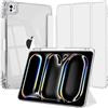EspZanthic Custodia per iPad Pro 11 Pollici M5/M4 2025/2024 (6a/5a Generazione) con Portapenne, Chiaro Trasparente Retro Conchiglia Sottile Antiurto Tablet Cover, Auto Sveglia/Sonno, Argento