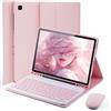 MicroTunk Cover Per Samsung Galaxy Tab S6 Lite (2024/2022/2020) 10.4 Pollici con Essere Caricata Bluetooth Ltaliano Tastiera (QWERTY) e Mouse Coperchio Protettivo con Scanalatura Portapenna Keyboard Case Rosa