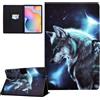CASAFUNY Custodia per Samsung Galaxy Tab S6 Lite 10.4 Pollici 2022/2020 SM-P613/P619/P610/P615 Custodia Protettiva Magnetica Cover con TPU Copertura per Galaxy Tab S6 Lite 2022/2020, Lupo al chiaro di luna