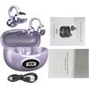 TICFOX Auricolari Bluetooth BT 54 con cancellazione del rumore Cuffie Bluetooth wireless con display LED Doppio microfono Chiamate chiare Batteria a lunga durata per Sport Corsa Al (Viola)