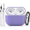 Generic Custodia per AirPods Pro/Pro 2 con kit, custodia protettiva in silicone morbido con portachiavi, viola