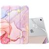 MoKo Cover per iPad (A16) 11a Gen./10a Gen. 2025/2022, MazoRosaChiaro | per iPad Cover in TPU e Pelle PU Semi-Trasparente Sostegno Supporto Sottile con Morbido TPU Cover con Auto Svegliati/Sonno