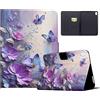 Generico DayQiQiPu Custodia per Lenovo Tab M9 TB-310 (9,0 Pollici) Portafoglio con Caso a ribalta in Pelle PU Sottile Cover intelligente Motivo Floreale Viola con Auto Wake/Sleep, 05