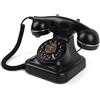 FESTRING Telefono fisso retrò con selezione a pulsante, telefono vintage con volume della suoneria regolabile e funzione di ricomposizione, telefono retrò con filo per casa, ufficio, hotel, nero