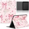 Stradvnaly Tablet Cover per Samsung Galaxy Tab A7 Lite 8,7 2021 SM-T225/T220,Cartoon Aesthetics Custodia Stand Multi-Angoli Antiurto PU Flip Cover Bumper Case,Fiocco Cuore Rosa a Forma di Fiore