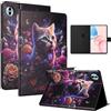 LSPCASA Custodia per Honor Pad 10 Custodia 12.1 Pollici 2025 Pelle PU Compatible per Honor Pad 10 12.1 Tablet Case Flip Cover con scomparti per carte di credito, funzione leggio gatto di peonia
