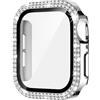 Generic Custodia protettiva a doppia fila diamantata compatibile con Apple Watch 46, 45, 44, 42, 41, 40 mm, con pellicola protettiva integrata per lo schermo per serie 11/10/9/8/7/6/5/4/3 (colore: argento