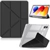 HeeYeal Custodia per Xiaomi Redmi Pad 2 Pro 12,1 Pollici 2025 (Nero) | oer Xiaomi POCO Pad M1 PC Trasparente + Pelle PU con Portapenne Angolazioni Multiple Auto Wake/Sleep Antiurto Case Cover