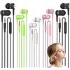 Aesnoun Confezione da 5 auricolari cablati con microfono in-ear con bassi pesanti, volume regolabile, alta qualità del suono, per laptop, iPad, MP3, smartphone Android, adatti a tutti i dispositivi con jack