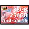 FASTWD Tablet 14 Pollici 2K Android 15 Tablet Octa-Core 2.0Ghz,36GB RAM+256GB ROM/2TB,20W/11580mAh,Foto AI 13MP+8MP,2000 * 1200 incell FHD+,Face Unlock/GPS/BT 5.0/TÜV/USB-C,Nero