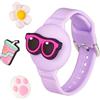 Dingfeiyu Braccialetto per Apple AirTag Impermeabile, Anti-smarrimento e Anti-graffio Custodia Cover AirTag per Bambini, Adolescenti, Anziani (viola)