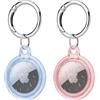HAUXGOGO Custodia impermeabile per AirTag con portachiavi (2 pezzi), TPU resistente ai graffi Portachiavi per bambini, zaini, collari per animali domestici - Rosa/Blu