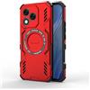 Longstong Custodia Armatura Magnetica per HONOR 400 Lite 5G (6.7 Inches) - Rosso