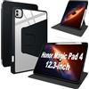 Lemxiee Cover per Honor Magic Pad 4 12.3 Case per supporto rotante & Slot per penna Custodia in pelle PU + Acrilico trasparente