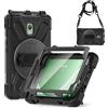 Junfire Cover per Galaxy Tab Active 5 / Tab Active 3, Custodia Antiurto con Protezione per lo Schermo, Supporto Girevole a 360°, cinghia da polso, tracolla e portapenne-Nero