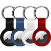 Alsukeay 4 custodie protettive per AirTag con portachiavi silicone titolare compatibile con Ar-Tag Tracker per portafogli bagagli zaini bambini animali domestici (Nero/Bianco/Blu/Rosso)