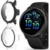 KeeFos 2 Pezzi Cover Compatibile con Garmin Vivoactive 6, PC Custodia Protettiva con Vetro Temperato Pellicola Protettiva, Integrato Sottile Cover per Garmin Vivoactive 6 - Trasparente+Nero
