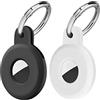 Ainiv Portachiavi per Airtag, 2 Pezzi Custodia per Airtag | Spesso Silicone, Localizzatore di Chiavi Portatile per Zaini e Animali Domestici, Nero Mini Cover Protettiva Tracker