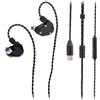 TINHIFI C2 HiFi IEM | Diaframma composito LCP+PU, cavo placcato oro a 2 pin da 0,78 mm, monitor in-ear ad alta risoluzione per giochi FPS e musica (nero, C2 2025 Type-C+Mic)