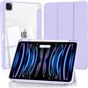 4UBonLife Custodia per iPad Pro 11 pollici 2022/2021/2020/2018 (4a/3a/2a/1a Generazione) con Portapenne, Cover Retro Rigido Chiaro Trasparente, Smart Case Antiurto Anti-Ingiallimento, Viola Chiaro