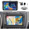 Inefala 4+64G Autoradio Android 15 per VW Polo Golf Skoda Seat Caddy Tiguan | 8 Pollici Touchscreen, Wireless CarPlay, Android Auto, GPS, WiFi, RDS/FM, BT, SWC, MIC, Retrocamera