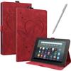 JayModCase Custodia per Amazon All-New Kindle Fire 7 Tablet (2022 Release-12th Generation) Pelle PU Flip Stand Cover, Angolo di Supporto Regolabile (Rosso)