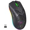 CROSS ZEBRA Mouse da Gioco Wireless, Mouse RGB Ergonomico a Guscio Leggero a Nido D'ape aa 2,4G con Batteria Ricaricabile da 750mAh, 6 Pulsanti e Ricevitore Mini USB per Windows, Mac OS, Laptop, Smart TV(Nero)
