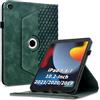 Vkooer Custodia girevole a 360, compatibile con iPad da 9/8/7 (10,2 pollici, modello 2021/2020/2019, 9th/8th/7th generazione), girevole a 90 gradi, custodia protettiva per tablet iPad 10,2, verde