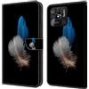 Rnrieyta Miagon Custodia Cover Case per Xiaomi Redmi 10C,Creativo Modello Pelle Portafoglio Libro Cuoio Flip Case con Porta Carte Magnetica Supporto,Blu Piuma