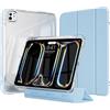 ZKTUYU Custodia ibrida per iPad Pro da 13 pollici, M5 2025/M4 2024 con portapenne, custodia rimovibile 2 in 1, retro trasparente, supporta Pencil Pro/USB-C, auto sveglia/sonno, blu cielo