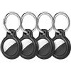 Ainiv Portachiavi AirTag, 4 Pezzi Custodia in Plastica, Localizzatore di Chiavi Portatile per Zaini e Animali Domestici, Mini Cover Protettiva per Apple (Nero)