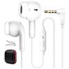 AIAUXAI 3,5 MM Cuffie con Filo per Laptop, per MP4/3, 90° Stecker, Bianco | Microfono e Controllo Volume, Auricolari con Filo per Samsung per iPod per PS5/4, Ufficio, Sport, Game, Musica, Viaggi, Radio