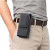 yiokeo Waist Belt Cell Phone Pouch,Multi-Pocket PU Leather Holster with Card Holder,Universal Vertical Waist Phone Pack, Walking,Travel,Outdoor Activities,Work (Black)