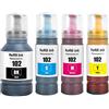 SHUOLEI 102 Inchiostro ET-2850 ET-4850 ET-3850 ET-2856 ET-4856 Compatibile con Epson 102 Flaconi di Inchiostro Multipack per Ecotank ET-4850 ET-2750 ET-2756 ET-4750 ET-2851 ET-15000 (4 pack, BK/C/M/Y)