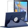 ebestStar - Cover per Samsung Galaxy Tab A 10.5 (2018) T590 T595, Custodia Protezione Rotazione 360, Pelle PU, Blu scuro + Vetro Temperato