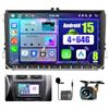 Hikity 4+64G 9 Autoradio Android per VW Golf 5 6 Polo Skoda Passat | Touchscreen Wireless Carplay Autoradio 2 DIN GPS Navi Bluetooth WiFi FM/RDS Retrocamera DSP 4+64G