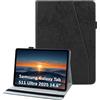 laddutoi Cover per Samsung Galaxy Tab S11 Ultra 14,6 2025, Nero | Custodia per SM-X930/X936 in PU Pelle, Supporto Stand, Slot per Schede, Protettiva Flip Folio Tablet Cover Case